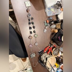 Fluorite Mystical Crystal Aurora Charm w/ “L” Tile